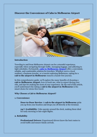 discover the convenience of cabs to melbourne