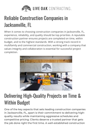 Top Construction Company in Jacksonville, FL  Live Oak Contracting