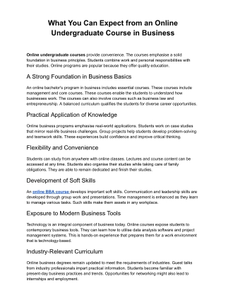 What You Can Expect from an Online Undergraduate Course in Business