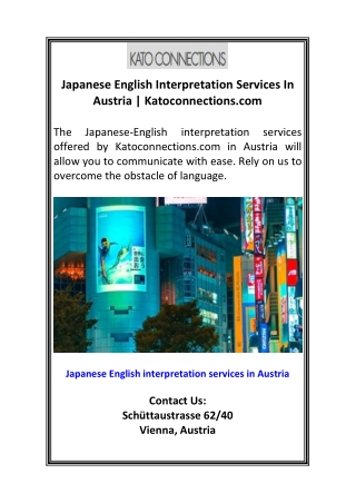Japanese English Interpretation Services In Austria  Katoconnections.com