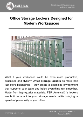 Office Storage Lockers Designed for Modern Workspaces