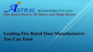 Leading Fire Rated Door Manufacturers You Can Trust