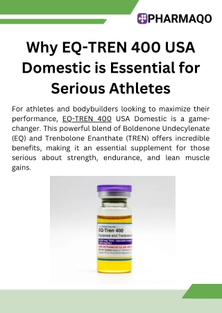 Why EQ-TREN 400 USA Domestic is Essential for Serious Athletes