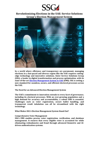 Revolutionizing Elections in the UAE Service Solutions Group's Election Management System