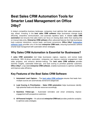 best sales crm automation tools for smarter lead management on office 24by7