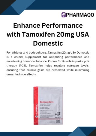 Enhance Performance with Tamoxifen 20mg USA Domestic