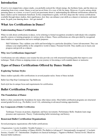 A Comprehensive Guide to Certifications Offered by Dance Studios