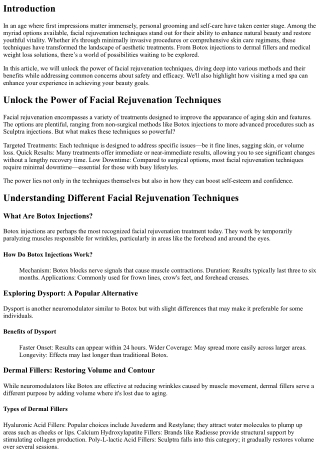 Unlock the Power of Facial Rejuvenation Techniques