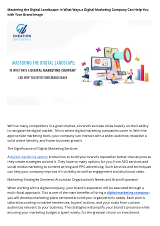 Mastering the Digital Landscape In What Ways a Digital Marketing Company Can Help You with Your Brand Image