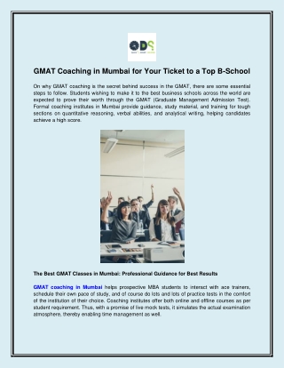 GMAT Coaching in Mumbai for Your Ticket to a Top B-School