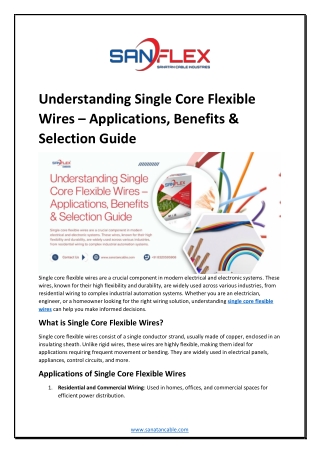 understanding single core flexible wires