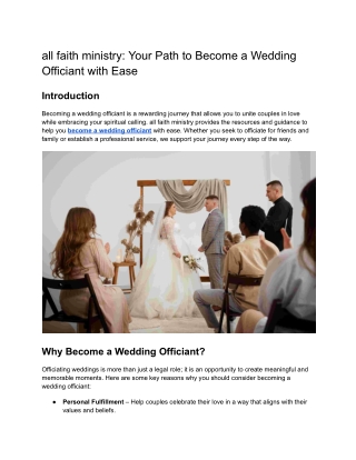 all faith ministry your path to become a wedding