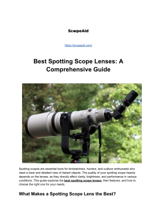 Best Spotting Scope Lenses: A Comprehensive Guide