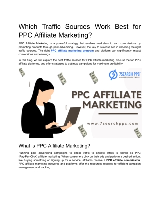 Which Traffic Sources Work Best for PPC Affiliate Marketing?