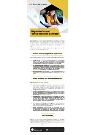 Why and How To Cancel Your Car Registration in Australia - WA Auto Wreckers Australia