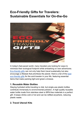 Eco-Friendly Gifts for Travelers_ Sustainable Essentials for On-the-Go