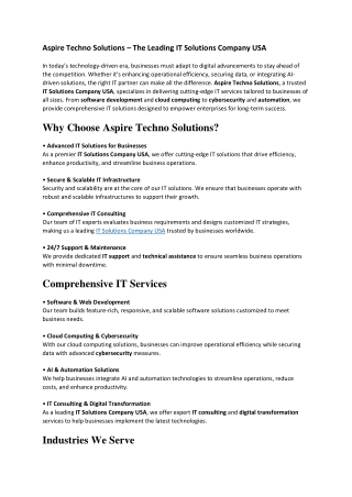 aspire techno solutions the leading it solutions