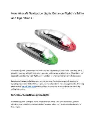How Aircraft Navigation Lights Enhance Flight Visibility and Operations