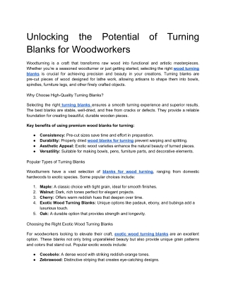 unlocking the potential of turning blanks