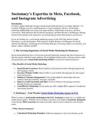 Sociomacy Expertise in Meta, Facebook, Instagram Advertising