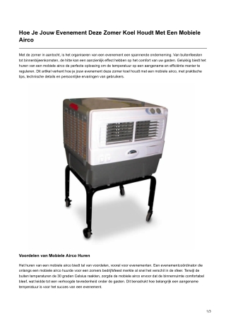 Hoe Je Jouw Evenement Deze Zomer Koel Houdt Met Een Mobiele Airco