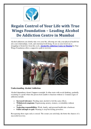 Break Free from Alcohol Addiction – Truewings Foundation, Mumbai’s Trusted Rehab