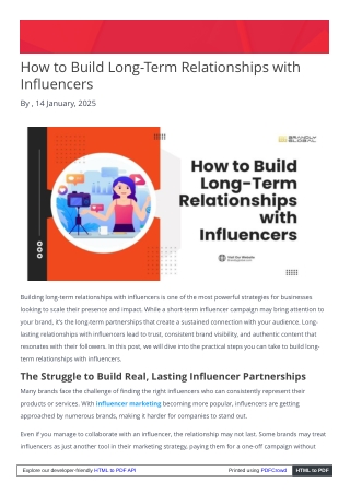 how to build long term relationships with