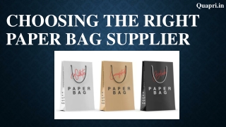 Choosing the Right Paper Bag Supplier