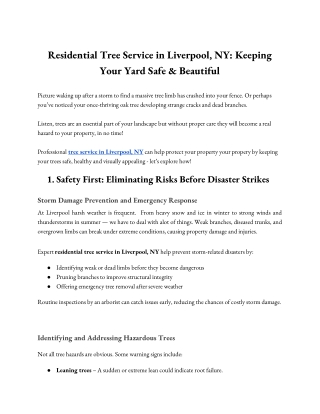 Residential Tree Service in Liverpool, NY Keeping Your Yard Safe & Beautiful