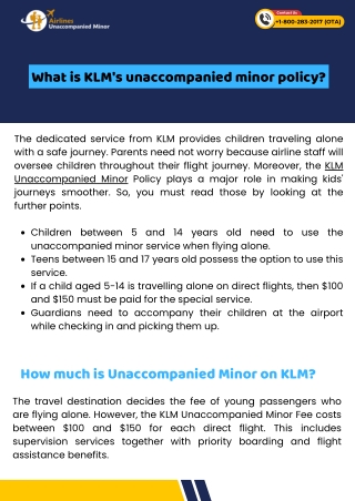 How do you book an Unaccompanied Minor flight on KLM?