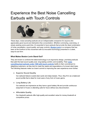 experience the best noise cancelling earbuds with