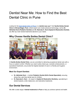 Dentist Near Me_ How to Find the Best Dental Clinic in Pune