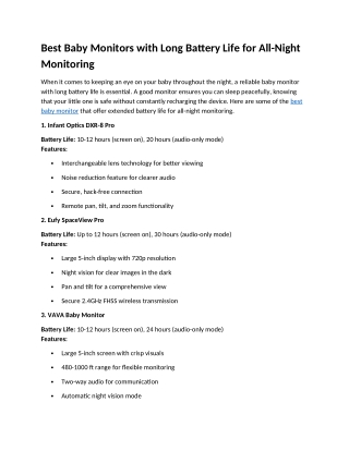 Best Baby Monitor Review: A Parent’s Guide to Smart Baby Monitoring