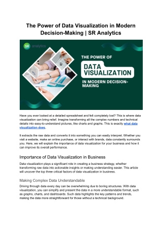 The Power of Data Visualization in Modern Decision-Making | SR Analytics