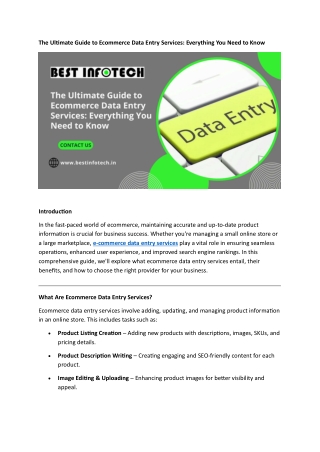 The Ultimate Guide to Ecommerce Data Entry Services
