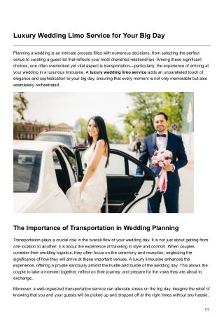 Luxury Wedding Limo Service for Your Big Day