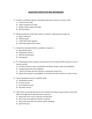 QUESTION PAPER FOR DRA refresher corrected (1)