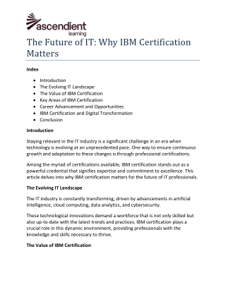 The Future of IT Why IBM Certification Matters