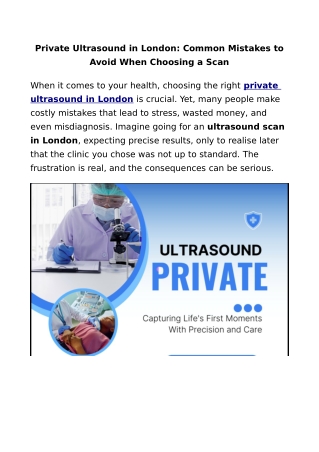 Private Ultrasound in London: Common Mistakes to Avoid When Choosing a Scan