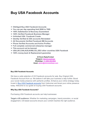 Buy USA Facebook Accounts