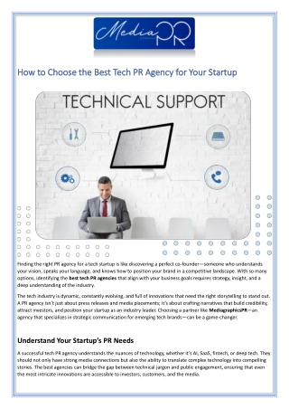 How to Choose the Best Tech PR Agency for Your Startup