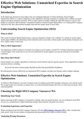 effective web solutions unmatched expertise