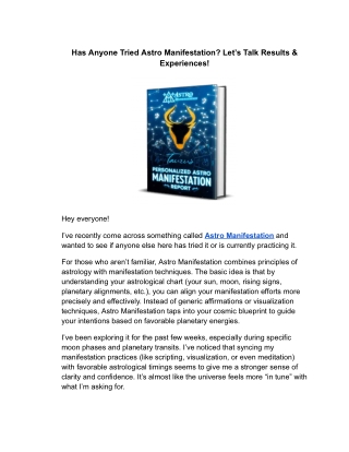 has anyone tried astro manifestation let s talk