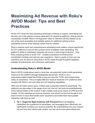 Maximizing Ad Revenue with Roku’s AVOD Model_ Tips and Best Practices