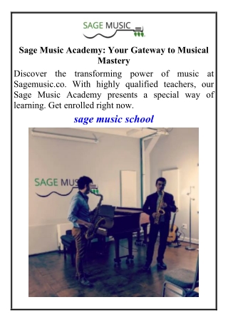 sage music academy your gateway to musical