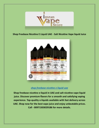 Shop Freebase Nicotine E Liquid UAE