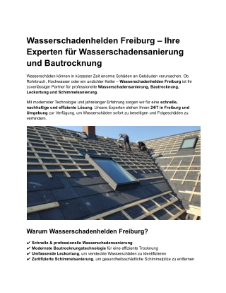 Ihre Experten für Wasserschadensanierung und Bautrocknung