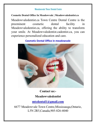 Cosmetic Dental Office In Meadowvale  Meadowvaledentist.ca