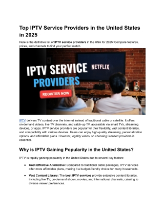 Top IPTV Service Provider in the United States in 2025