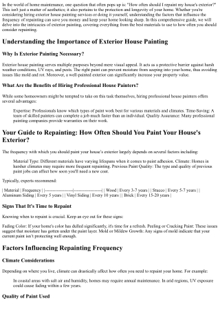 in the world of home maintenance one question